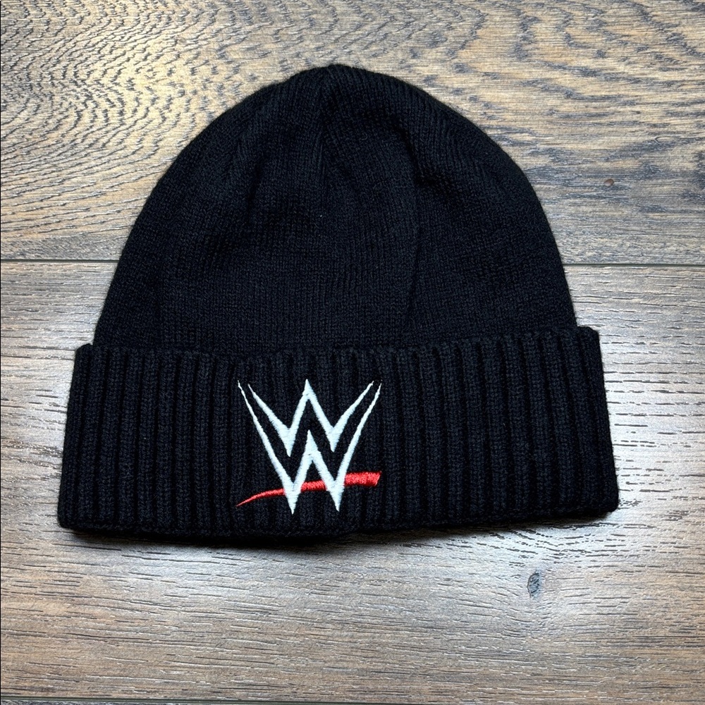 WWE Black Knit Beanie Hat